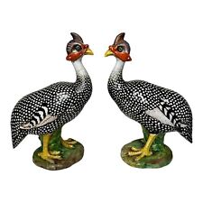 UGO ZACCAGNINI Vtg 2 GUINEA FOWL 10” BIRDS HANDPAINTED ITALY Signed & Numbered picture