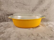 Vintage Pyrex #045 2.5 Qt Oval Orange Casserole Dish with Clear Lid picture
