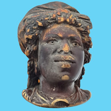 Antique sea foam pipe African carved head + folk art case picture