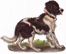 18100s Victorian Die Cut Scrap -Black White Dog  5 inches picture
