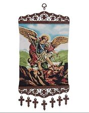 St Michael Battling Satan Religious Hanging Tapestry 15 Inch Banner picture