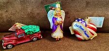 Old World Christmas Ornament Lot - God Bless America Heart, Angel,Truck w/Tree picture