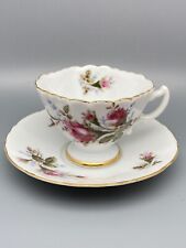 Vintage Westville Fine China Square Top Teacup & Round Saucer Pink Roses picture