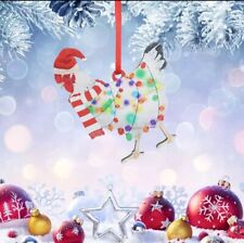 Funny Xmas Wood Chicken Ornament Christmas Decoration Holiday Comical Gift Decor picture