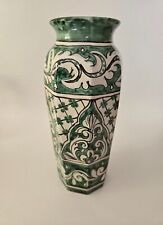 Vintage Large Talavera Ceramic Vase Signed Legamz Mexico Traditional Octagon picture