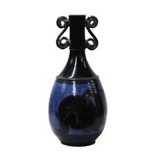 Chinese Ware Black Blue Glaze Ceramic Jar Vase Display Art cs5653 picture