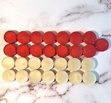 29 Vintage Red and Cream Backgammon Game Pieces Discs Checkers picture