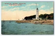 1910 Old Light House Point Lake Bridge New Haven Connecticut CT Antique Postcard picture