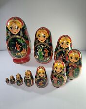 Russian Large Nesting Dolls 10pc Set Hand Painted picture