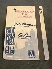January 20, 1993 President Bill Clinton Inauguration Day Metro Rail Pass Wash DC picture