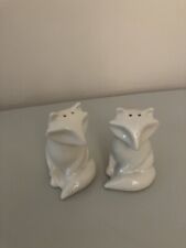 Fox White MCM Style Salt & Pepper Shakers Ceramic w/ Stoppers 4'' Kitchen Decor picture