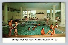 Fallsburg NY-New York, Raleigh Hotel Indoor Pompeii Pool, Vintage Postcard picture