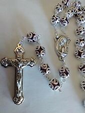Catholic Double Capped 9mm Purple Color Glass Beads Rosary 24