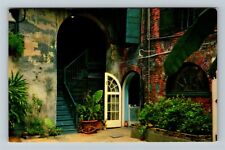 New Orleans LA-Louisiana Lovely Royal Street Brulatour Courtyard Chrome Postcard picture