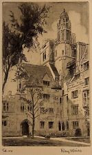 1930s MUSEUM HELD WOMAN ARTIST ETCHING RACHEL WEISS Signed RAY WEISS YALE CAMPUS picture