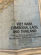 1967 National Geographic Wall Map Viet Nam Cambodia Laos & Thailand  picture