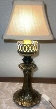 VTG Brass Tone Metal Table Lamp With Shade Underwriters Laboratories 11.5