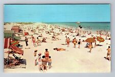 Pensacola FL-Florida, Relaxing On Pensacola Beach, Vintage c1953 Postcard picture