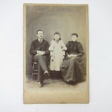 Cabinet Card Photograph Family Man & Woman Sit with Girl Daughter Antique 1890s picture
