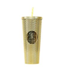 Starbucks Christmas 2022 Gold Bling Venti Studded Tumbler 24oz Cold Cup picture