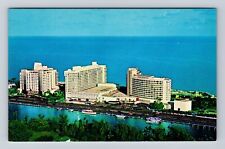 Miami FL-Florida, Oceanfront Hotels, Indian Creek, Antique Vintage Postcard picture
