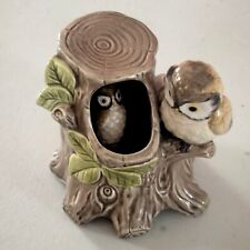 OTAGIRI Vintage 1979 Japanese Ceramic Owl & Baby Music Box ( NOT WORKING ) picture