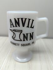 Anvil Inn Kennett Square PA white milk glass advertising pedestal coffee mug cup picture