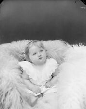 Black and White Little Baby Girl Sitting on Fluffy Rug #2  8x10 Reprint  A-9 picture