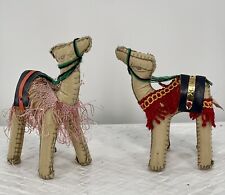 Vintage Set of 2 Hand Stitched and Stuffed Leather Arabian Camels/Bohemian/7”&6” picture