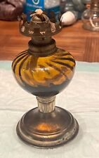 Vintage Pressed Glass Taupe Oil Lamp picture