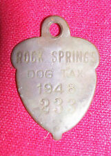 Old 1948 Dog Tax License Tag Collar Rock Springs ID No 233 Vintage Collectible picture