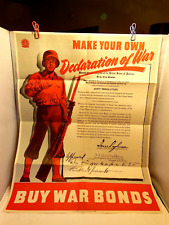 1941 WW11 USA PROPAGANDA POSTER ADVERTISING DECLARATION OF WAR BUY WAR BONDS picture