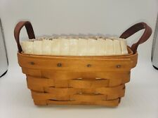 Vintage 1997 Longaberger Small Basket with Leather Handles Fabric Liner picture