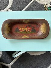 Circa 1820 Antique Tole Painted Tray with Rare Image Of Hunting Dog Pointer picture