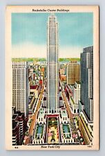 New York City NY-Aerial Rockefeller Center Buildings, Antique, Vintage Postcard picture