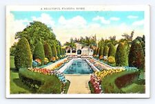 Old Postcard Beautiful Mansion Residence FL Home Florida 1930-40's picture