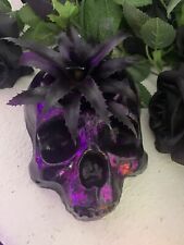 Large Handmade  Skull Planter  , Gothic Decor  , Goth Christmas Gift ￼ picture