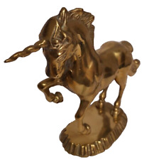 Vintage Solid Heavy Brass Unicorn Figurine Statue Mid Century Decor 6.5
