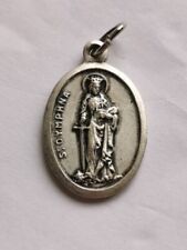 St. Saint Oymphna Necklace Charm Silver Tone Vintage Made In Italy  picture
