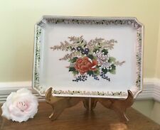 Porcelain Vanity or Dresser Tray with Floral Bouquet & Gold Trim made in Japan picture