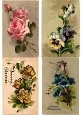 C.KLEIN FLOWERS, FRUITS, 44 VINTAGE ARTIST SIGNED GREETING POSTCARDS (L6142) picture