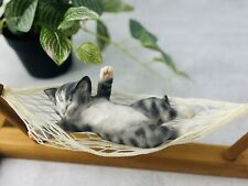 RARE vintage Japanese Beckoning Tabby Cat  In Hammock LuckyKitty Sleeping picture