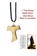 Handcrafted Genuine Olive Wood Tau Franciscan Cross,Pendant Necklace Jerusalem   picture