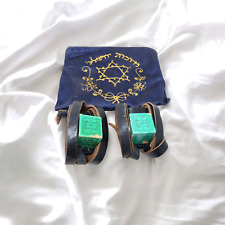 SET Leather TEFILLIN & Bag Jewish Judaica Prayer Vintage Jerusalem Head & Hand picture