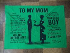 To My Mom Pillowcase 30” W x 21” H Green w Black Print Poly DyeTrans Fabrics NIP picture
