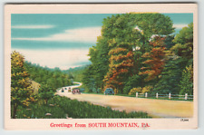 Postcard Vintage Street View Linen Greetings From South Mountain, PA picture