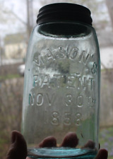 THE BALL Mason's Patent Nov.30th 1858 Green Glass Canning Jar Quart picture