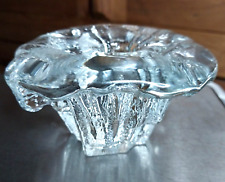 Vtg Blenko 70s Melting Ice Freeform Biomorphic Art Glass Tapered Candle Holder picture