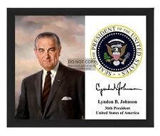 PRESIDENT LYNDON B. JOHNSON PRESIDENTIAL SEAL AUTOGRAPHED 8X10 FRAMED PHOTO picture