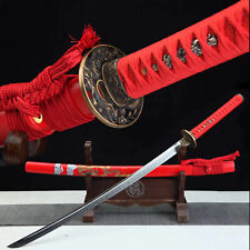 All Red Clay Tempered T10 Steel Japanese Samurai Katana Lady Sword Full Tang picture